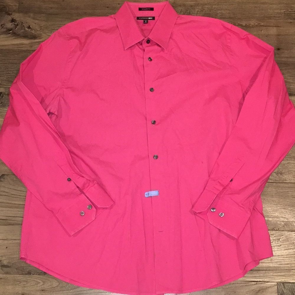 Pink Spotted worn Express 1MX LS shirt XL 17 men’s